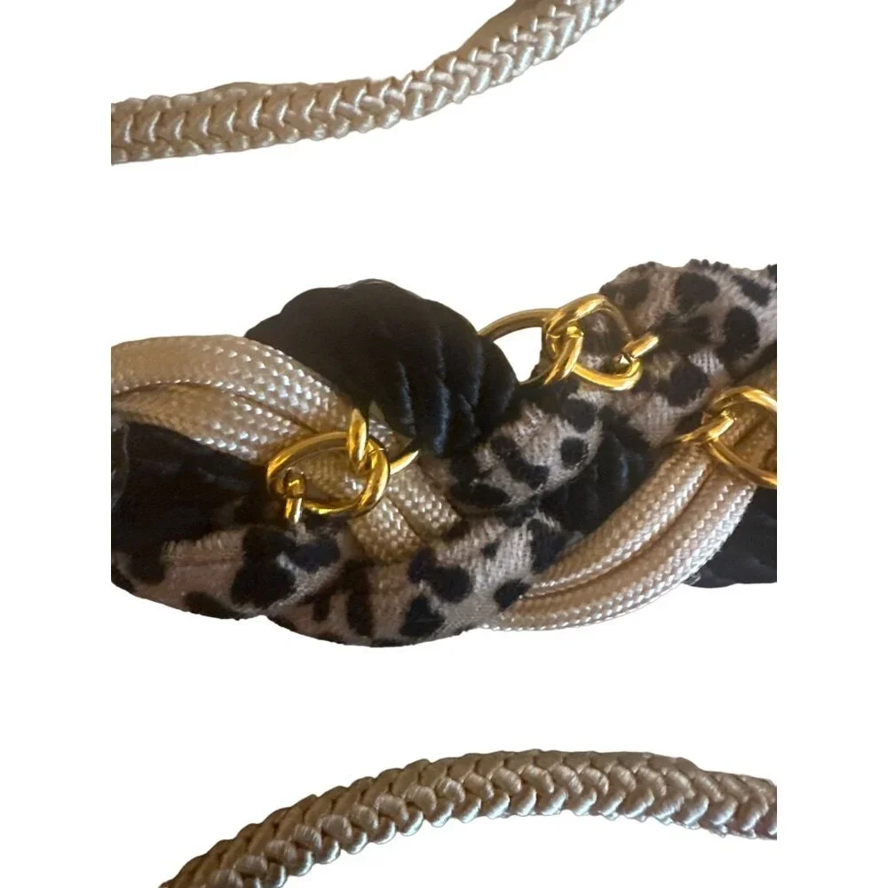 Twisted Animal Print Beige Black Waist Belt‎ Size M / L
